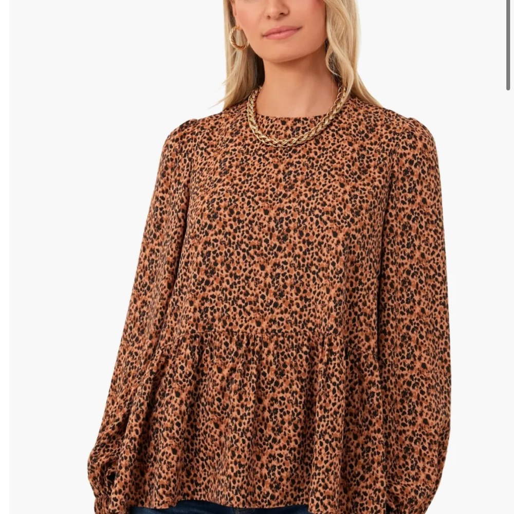 Pomander Place Brown and Black Peplum Blouse